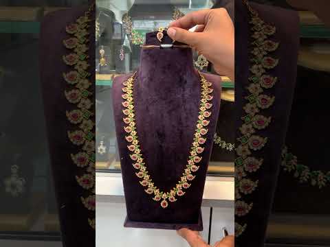 Traditional long jadav kundan stone necklace with pink stone